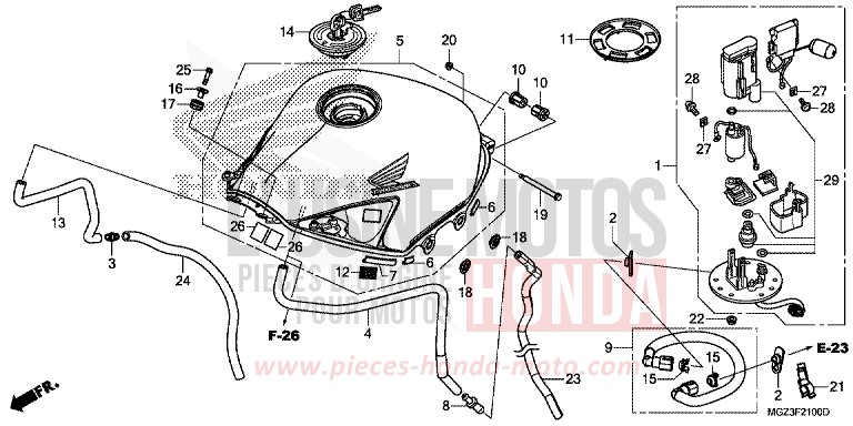 FUEL TANK/FUEL PUMP for CBR500R ABS SEAL SILVER METALLIC (NHA14) from 2014